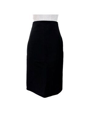 Hermes Virgin Wool Silver Series Knee Length Tight Skirt Black 40